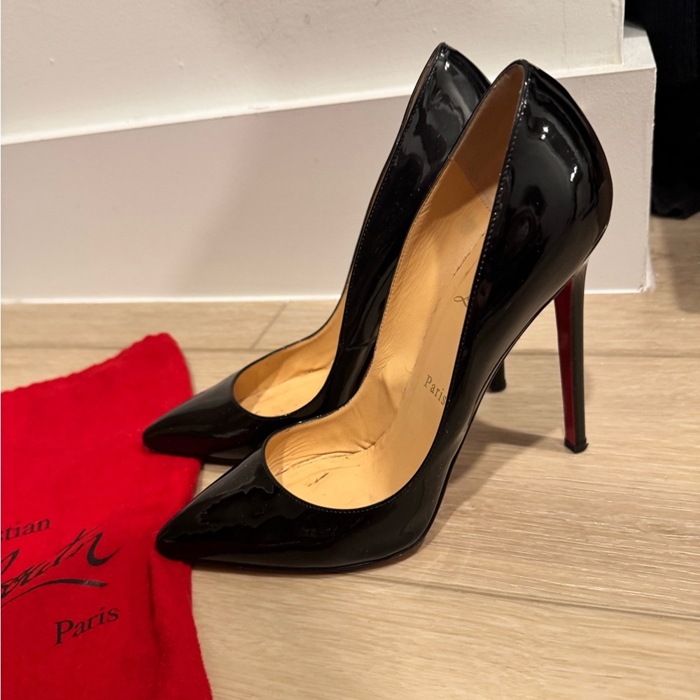 Christian Louboutin Pigalle Follie 100mm Black Patent Leather Pumps Authentic